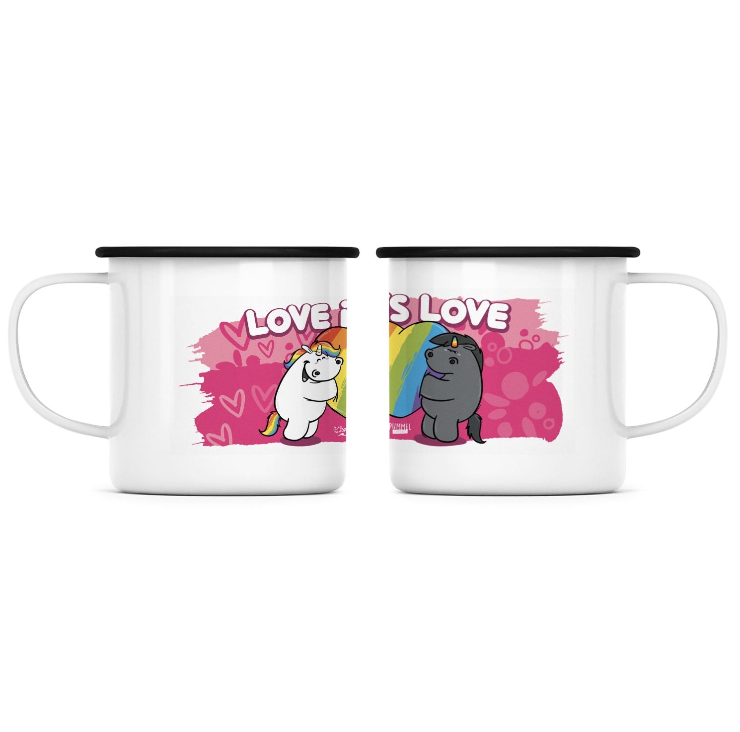 Pummel & Friends: Love is Love Emaille Tasse