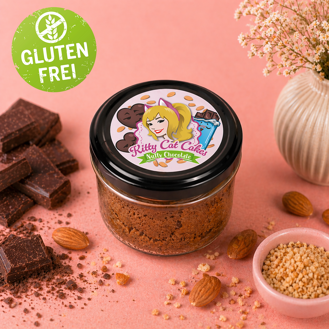 Nutty Chocolate glutenfreier Mandelkuchen im Glas von KittyCatCakes