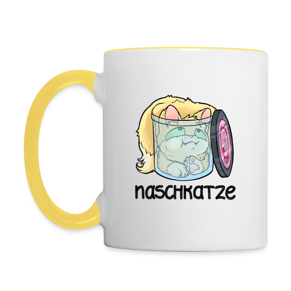 Naschkatze - Tasse - Weiß/Gelb