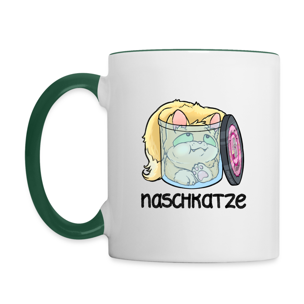 Naschkatze - Tasse - Weiß/Dunkelgrün