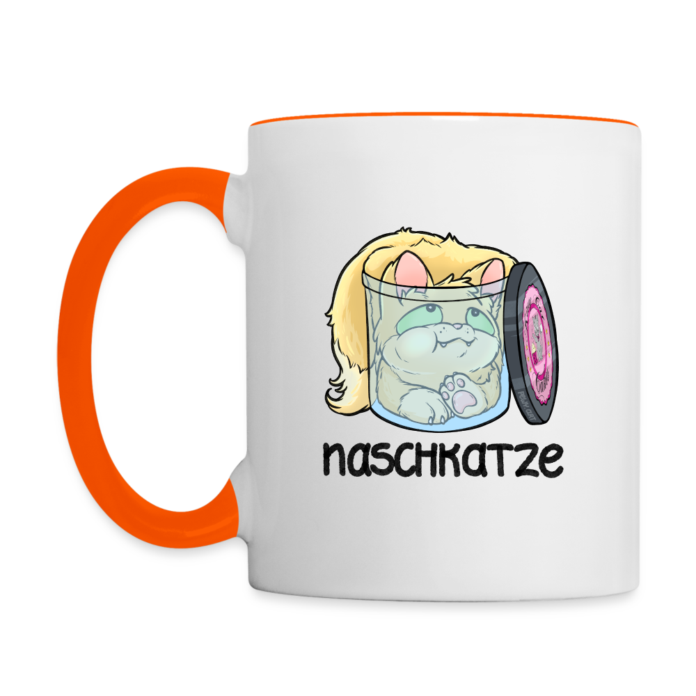 Naschkatze - Tasse - Weiß/Orange