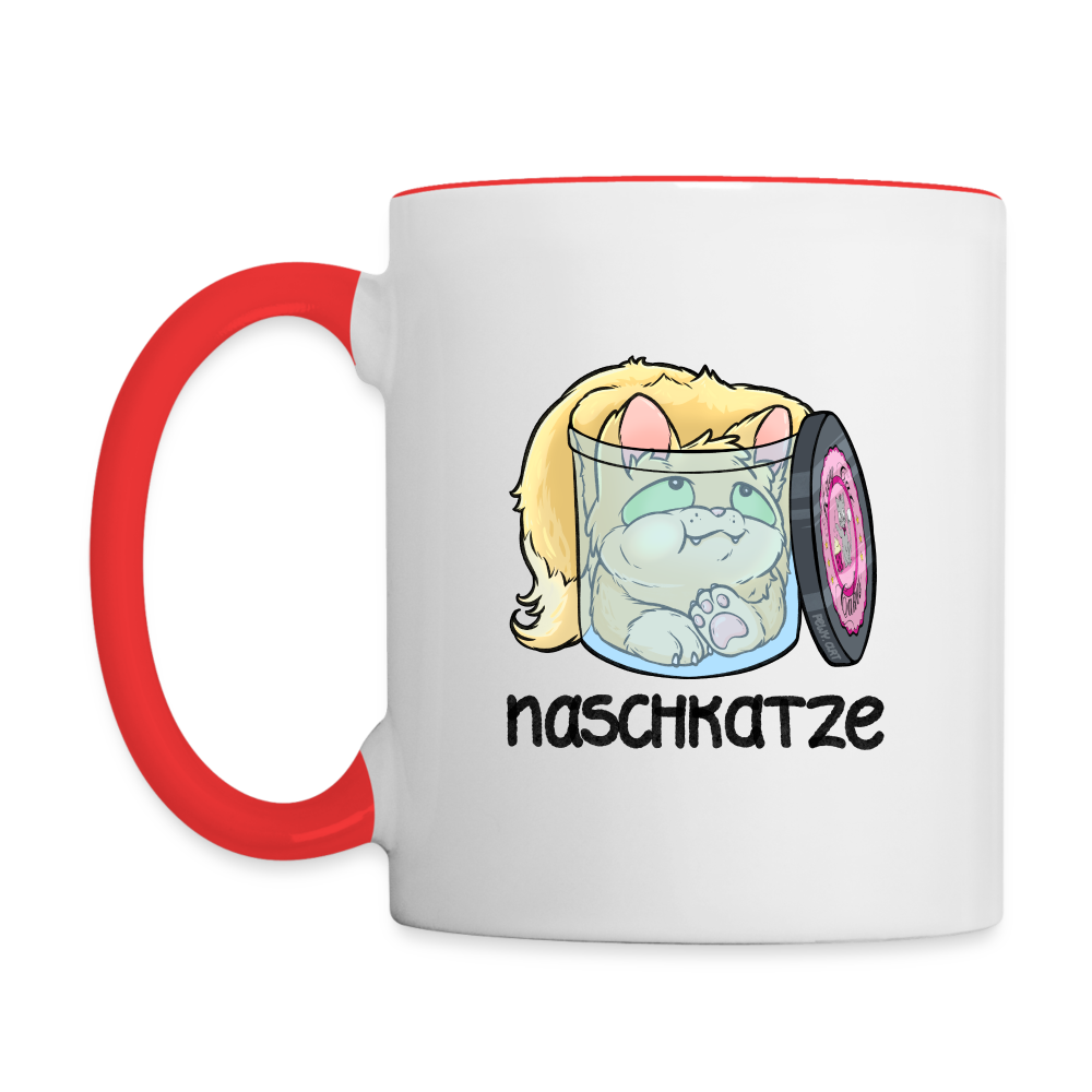 Naschkatze - Tasse - Weiß/Rot