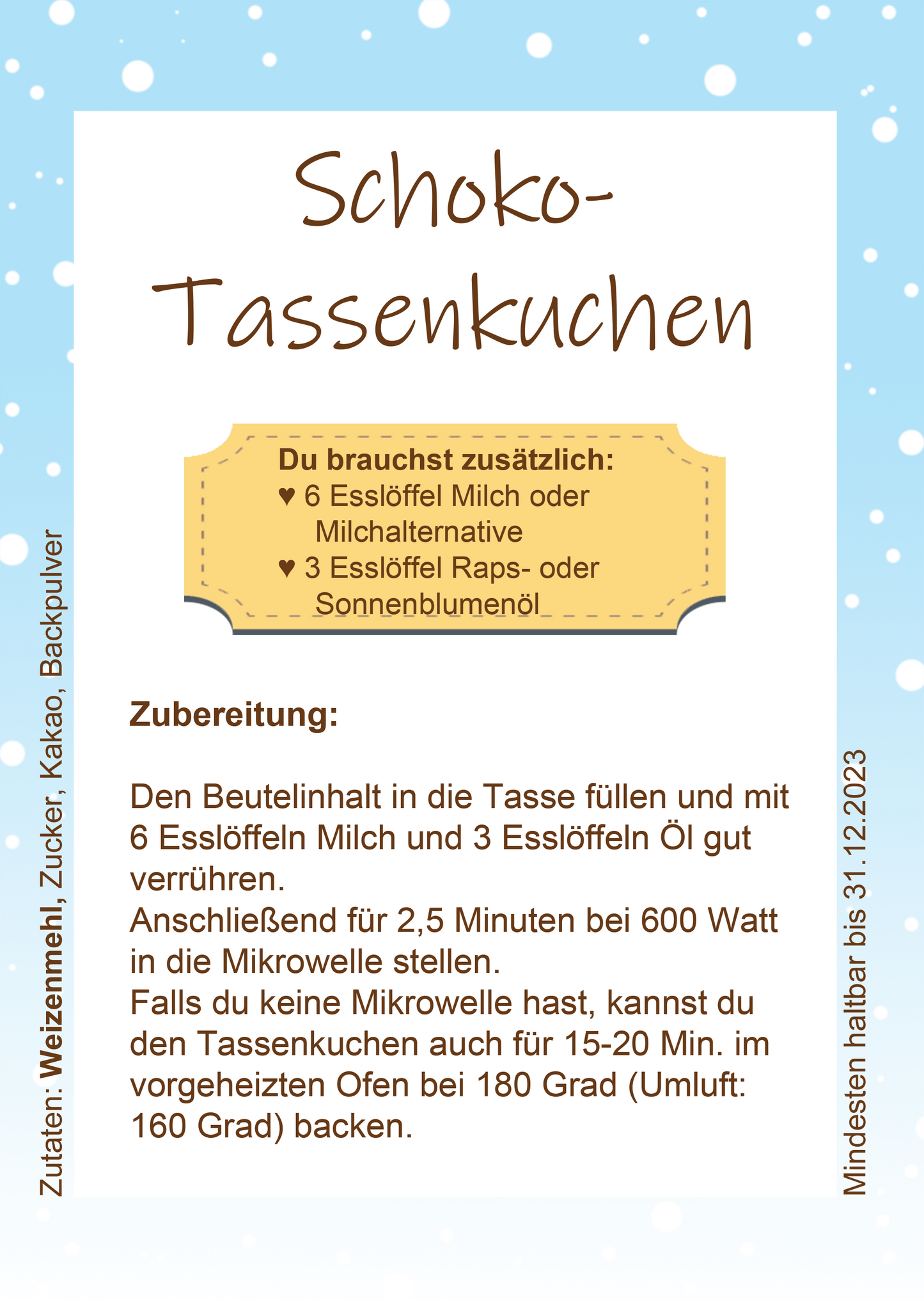 Tassenkuchen Backmischung inkl. Cappuccino Tasse "Ich habe kein Kuchenproblem"